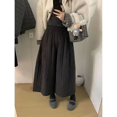 灯芯绒夹棉八分裤女花苞裤子