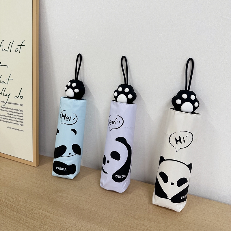 可爱熊猫五折伞轻小便携口袋胶囊防晒伞太阳伞学生晴雨伞两用男女