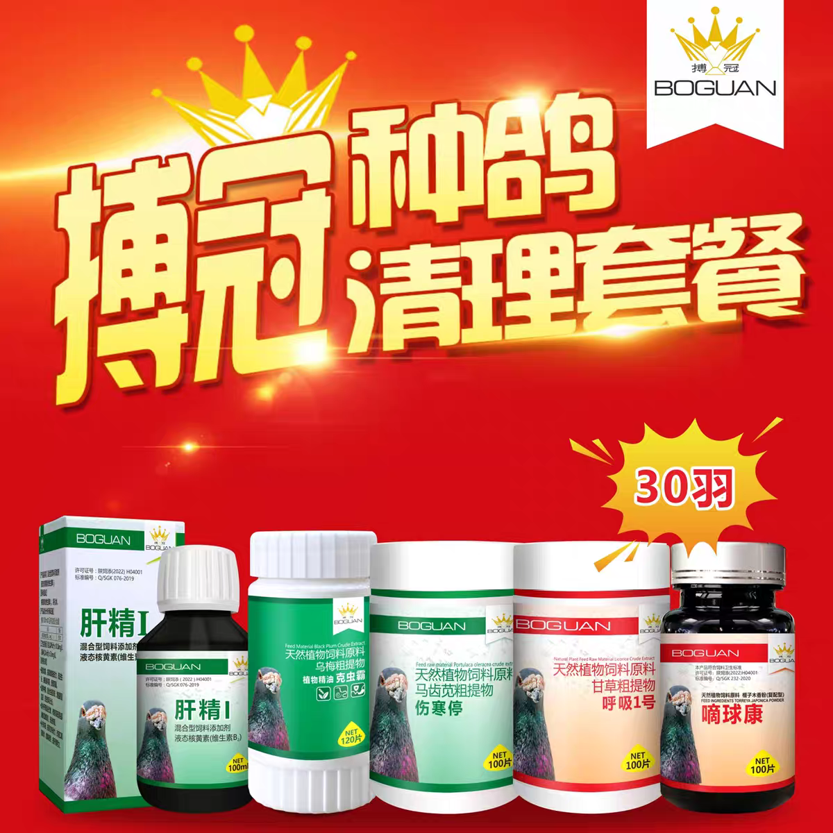 搏冠博冠种鸽调理套装鸽子保健品信鸽呼吸道清理鸽用氨基酸毛滴虫