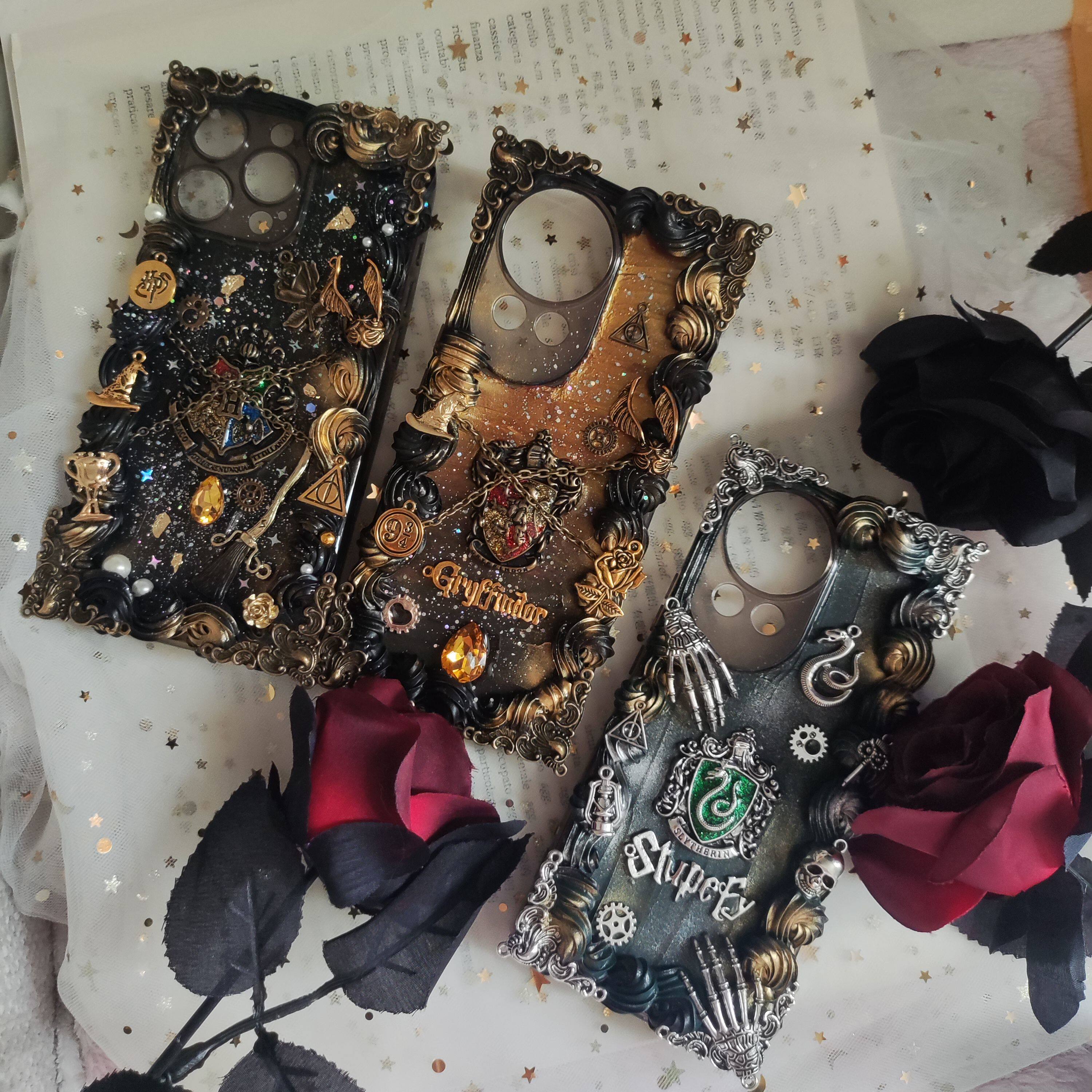 哈利波特手机壳奶油胶手工四大学院手作OPPO