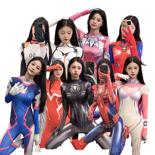 黑蜘蛛侠明日香妲己DVA琪亚娜绫波丽Zerotwo紧身连体衣cos服动漫