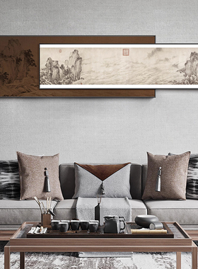 新中式千里江山图客厅沙发背景墙挂画餐厅大气壁画茶室风景装饰画