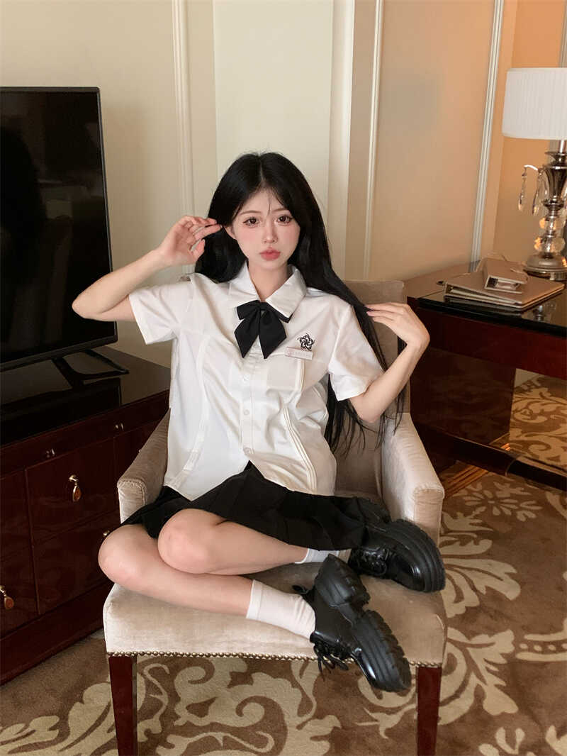 jk衬衫泰式制服裙套装夏季学院风日系软妹小个子上衣百褶裙两件套