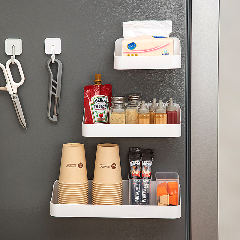 磁吸收纳盒冰箱侧面储物置物架磁铁免打孔壁挂式厨房保鲜膜储物盒