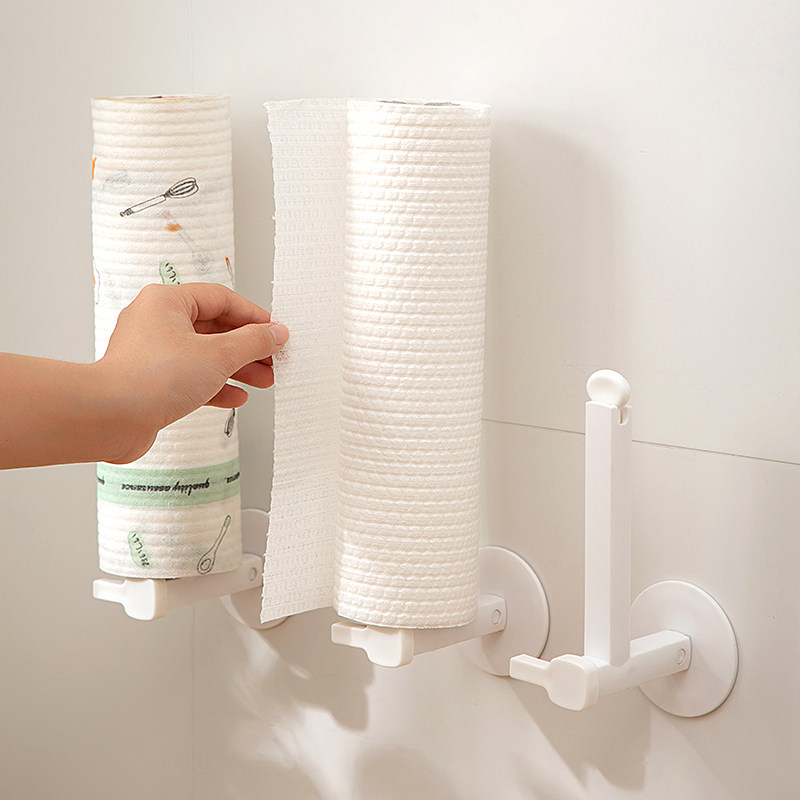 厨房用纸架子壁挂保鲜膜袋收纳架卷纸挂架免打孔懒人抹布纸巾挂杆