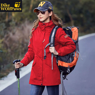 户外冲锋衣女中长款三合一可拆卸2026新款加绒加厚进藏秋冬外套男