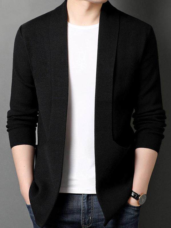 AUTUMN AND WINTER KNITTED CASHMERE CARDIGAN MENS SWEATER KOREAN FASHION BUSINESS CASUAL HIGH-END WOOL SOLID COLOR MENS JACKET