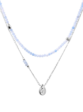 【新款】曦海海螺双层项链海蓝宝色玉髓锁骨链小众高级感