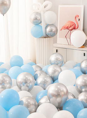夏天马卡龙淡蓝色装饰气球商场店铺活动场景布置品彩色乳胶汽球YI
