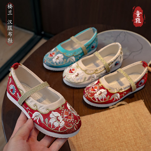 汉服鞋女童古装民族风绣花布鞋