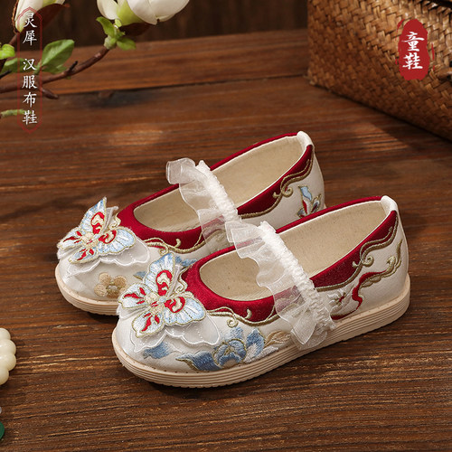 汉服鞋女童古风中国风绣花布鞋