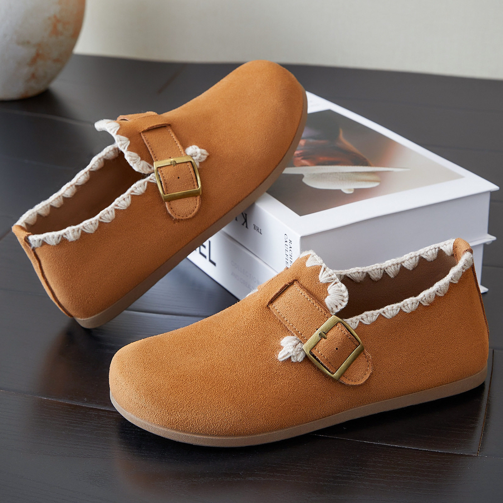 鞋子女鞋百搭2026新款一脚蹬勃肯单鞋包头花边懒人鞋休闲平底鞋,女鞋,时尚休闲鞋,淘宝优惠券,粉丝福利购,淘宝优惠卷