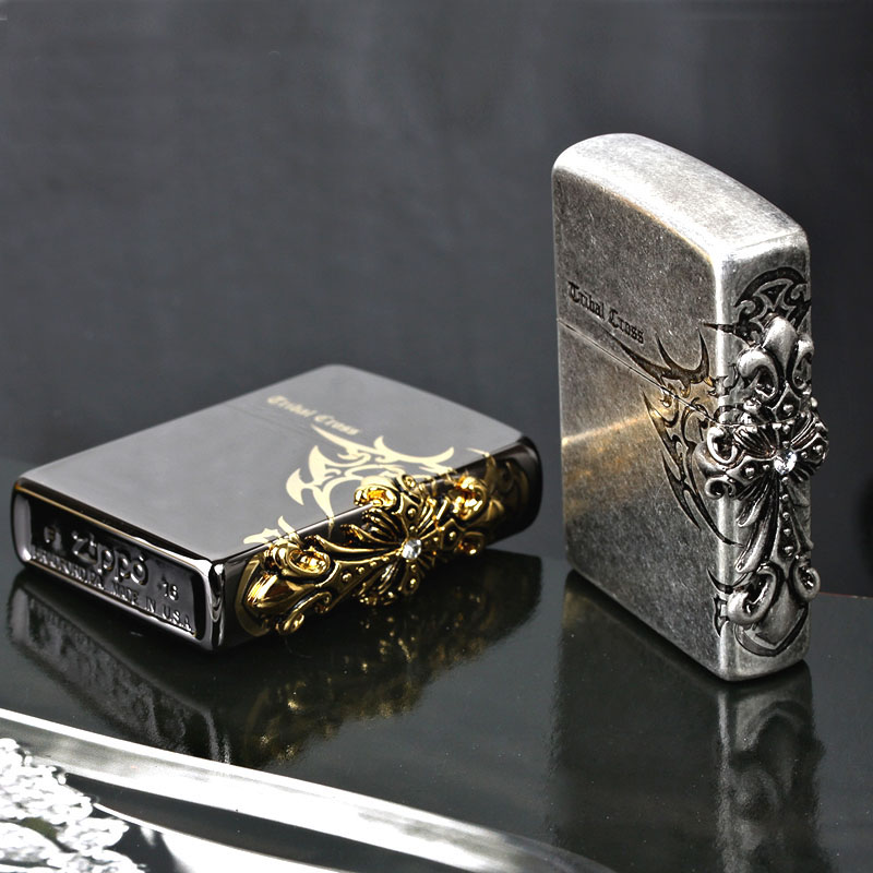 原裝ZIPPO打火機 正品限量版 黑冰/古銀側面十字架 正版超薄zippo