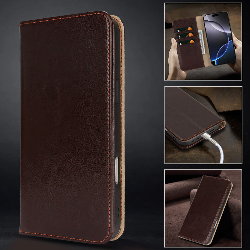 适用小米15手机壳真皮翻盖小米15Ultra保护壳插卡商务牛皮软壳小米15Pro保护套防摔镜头全包手机套男带支架