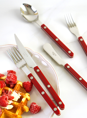 法国Sabre Paris小酒馆红色不锈钢刀叉勺西餐具套装勺子牛排家用