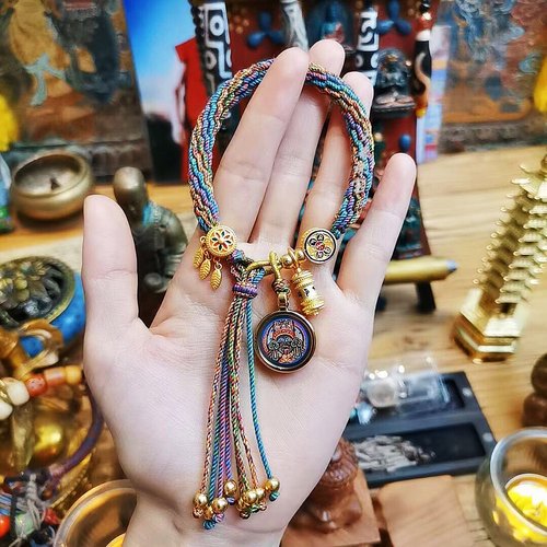 热贡矿物手绘扎基拉姆唐卡手链绳