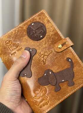 植鞣牛皮活页手帐本奇葩a6破菠萝磨砂风格头层牛皮