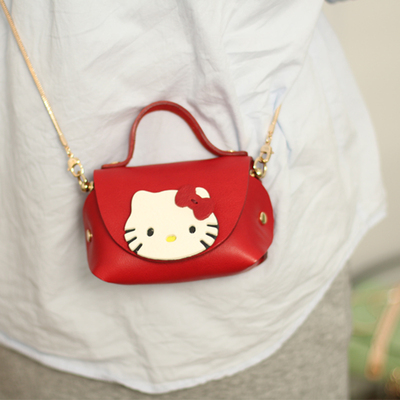 kitty小可爱斜挎小包包女植鞣牛皮手工迷你单肩包