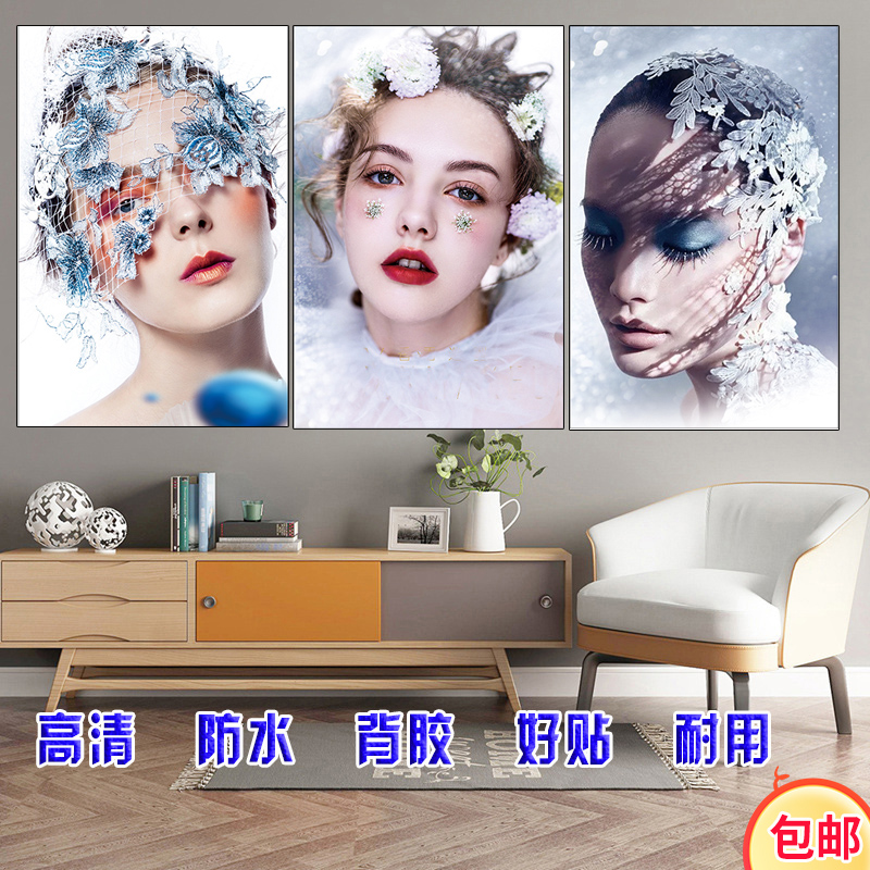 美发店装饰理发店墙面发廊酒吧创意壁画美容人物挂画服装店艺术画图片