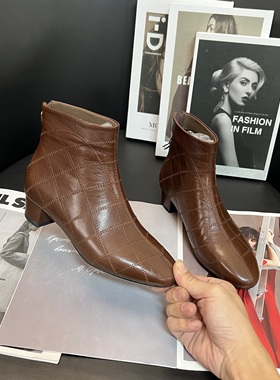 【撤柜断码】羊皮2.5公分/轻奢经典真皮短靴女鞋时尚秋冬靴子1452