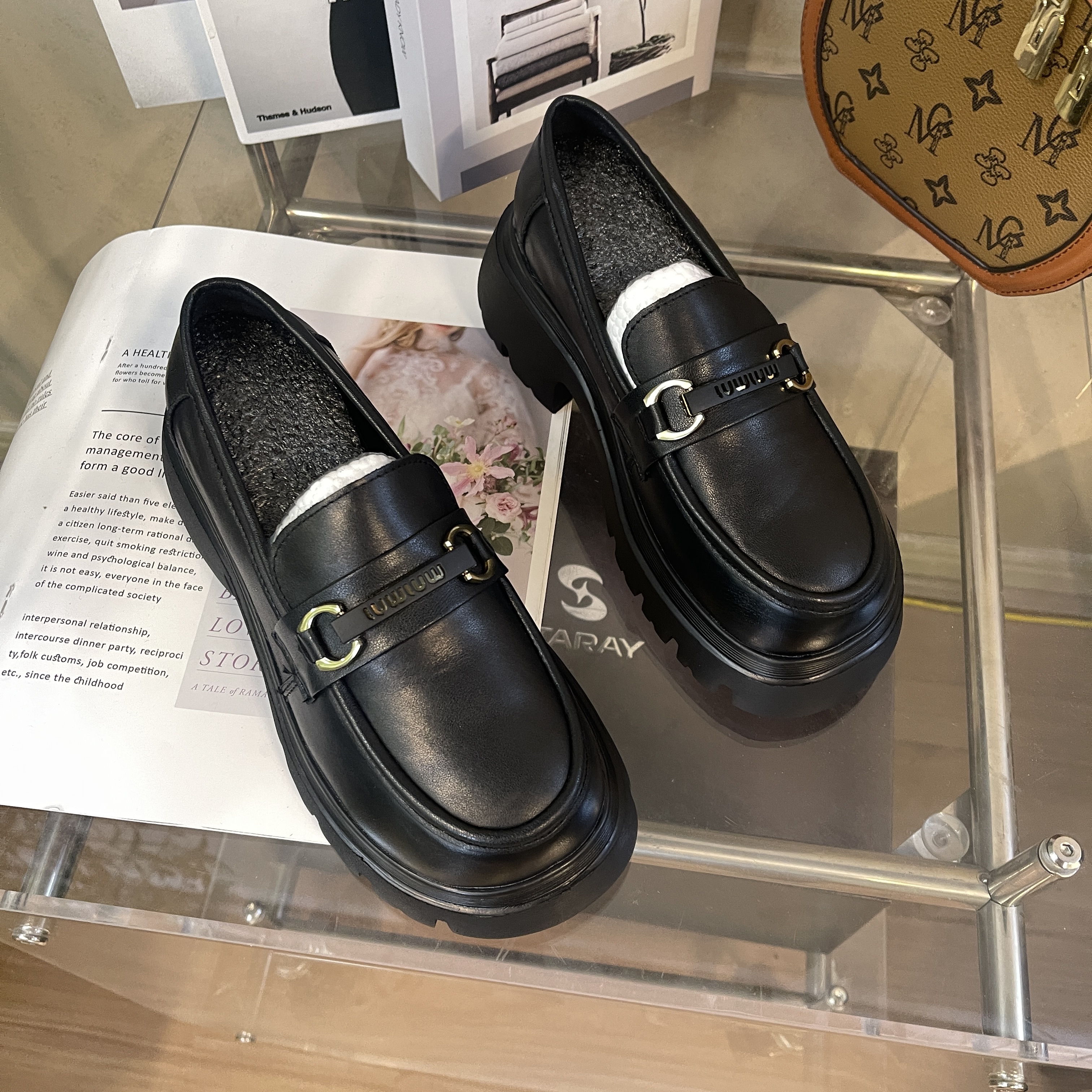 【断码特价】牛皮5公分/新款法式复古浪漫粗跟巨软百搭单鞋55-41