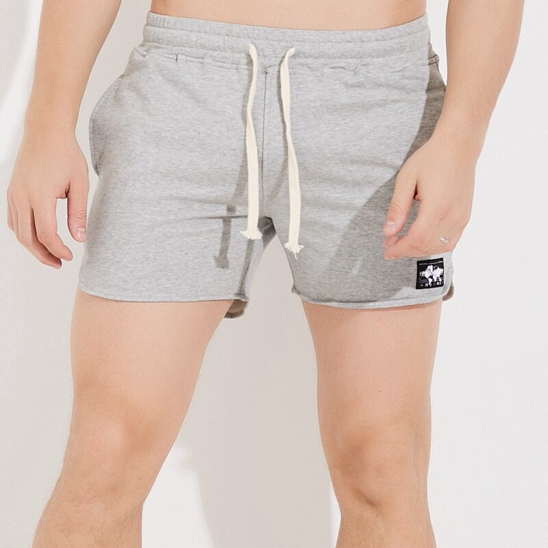 纯棉运动短裤男跑步健身 潮男三分裤 夏季运动裤男开叉田径超短裤