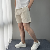 潮流纯色休闲裤 男士 亚麻棉透气舒服3分裤 时尚 休闲短裤 青年三分裤