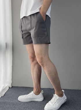 男士休闲短裤夏季纯棉弹力三分裤男中裤韩版潮流百搭纯色西装马裤