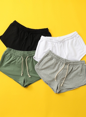 纯棉超短裤男弹力健身运动三分裤 夏季篮球跑步3分裤纯色简约百搭