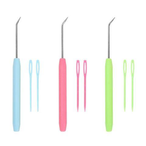 彩色弯头钩针挑针DIY手工编织工具编织器钩针毛衣毛线弯针塑料针