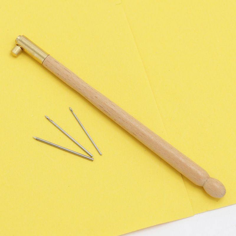 绣钩花珠绣法式刺绣钩针实木手柄钩针正反面刺绣反向反绣串珠亮