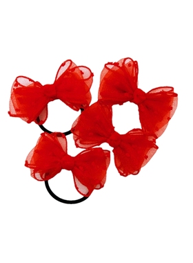 红色绒点泡泡纱女宝头绳发圈韩国儿童发饰小女孩鱼尾辩蝴蝶结发夹