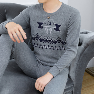 秋衣秋裤 厚款 纯棉套装 男保暖内衣棉毛衫 全棉加厚线衣线裤 中年男士