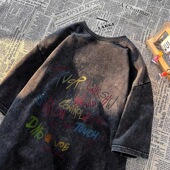 t恤男夏季 美式 复古宽松体恤潮牌新款 水洗做旧重磅短袖 男士 上衣服