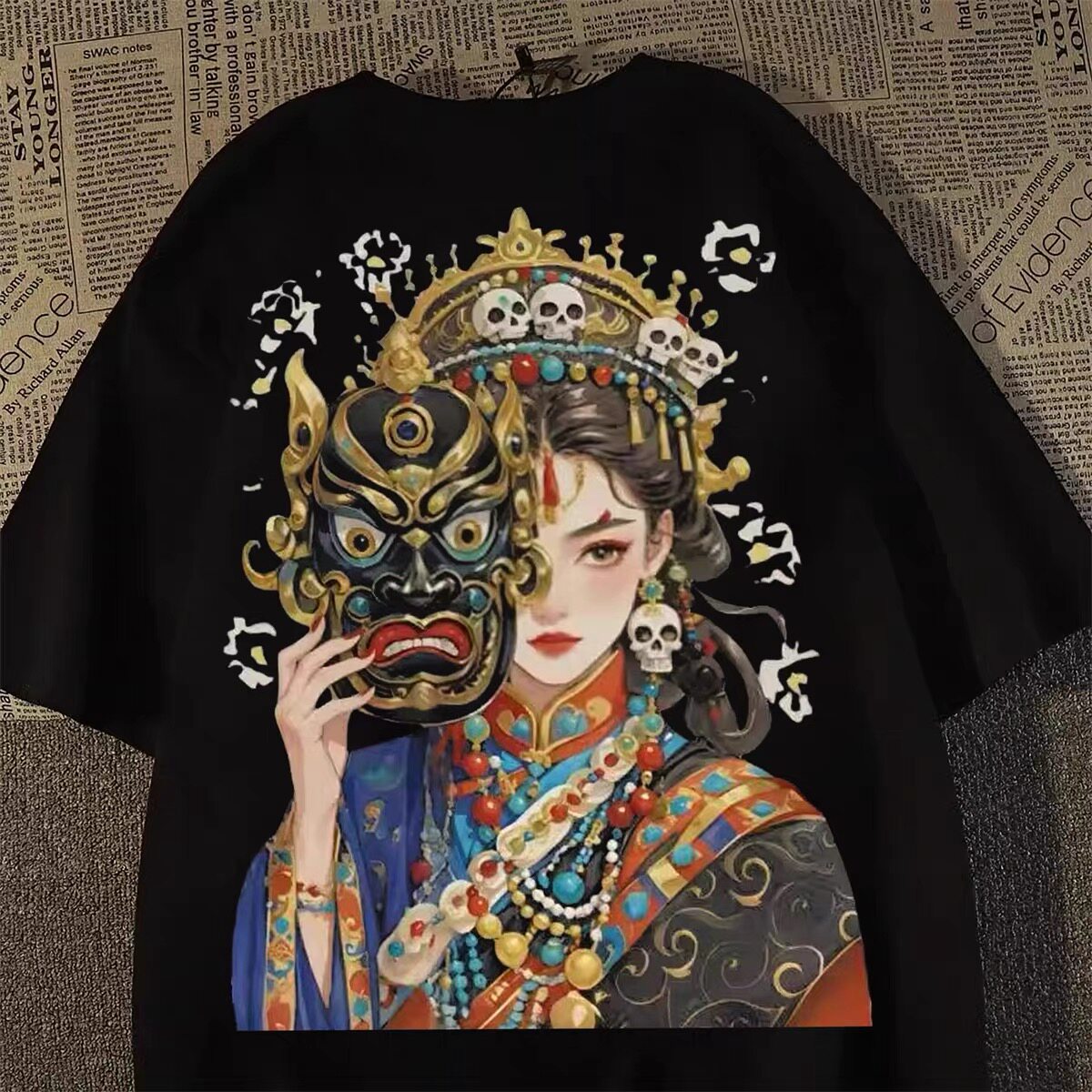 美式潮牌神话人物纯棉短袖t恤男