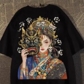 美式 上衣 vibe痞帅潮流半袖 潮牌神话人物印花纯棉短袖 t恤男女夏季