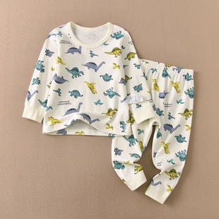 2件价儿童纯棉磨毛无骨拼缝保暖长袖秋衣男童内衣宝宝打底衫上衣