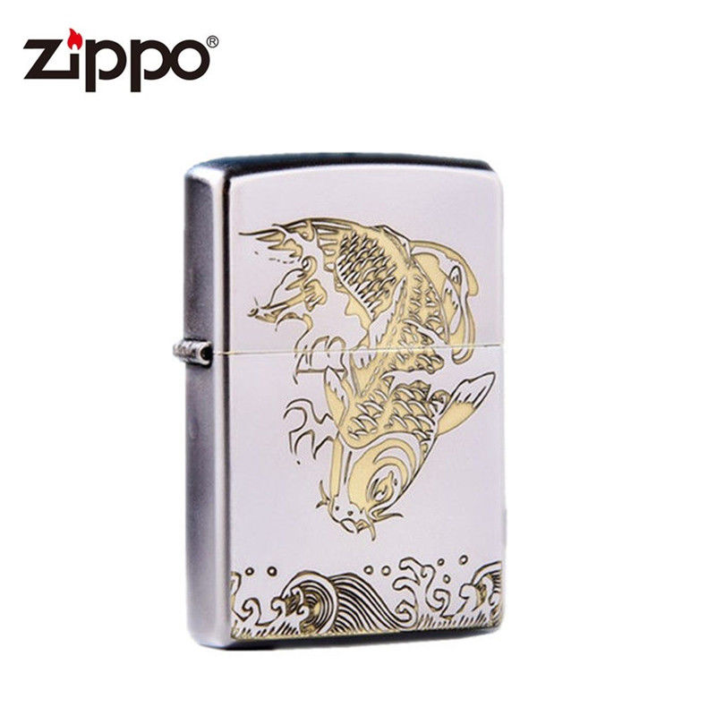 官方正版Zippo煤油防风打火机鲤鱼跃龙门zip年年有余礼物定制zppo