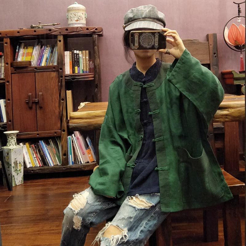 中式对襟宽松禅意衬衫外套女春秋