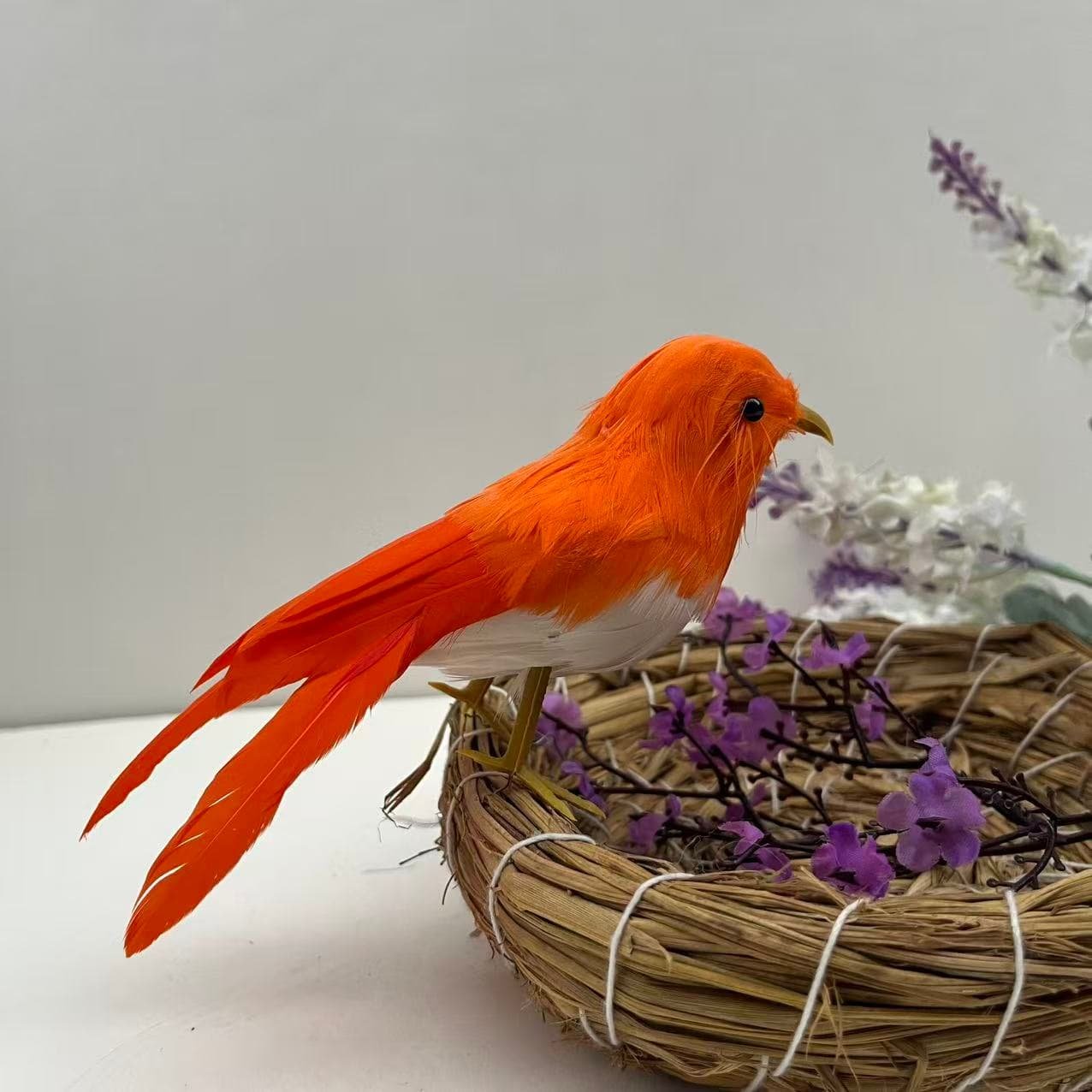 仿真羽毛鸟类桌面摆件橙色观赏装饰品手工制作工艺品仿真鸟,家居饰品,桌面摆件,淘宝优惠券,粉丝福利购,淘宝优惠卷