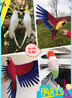 仿真橱窗园林金刚鹦鹉摆件