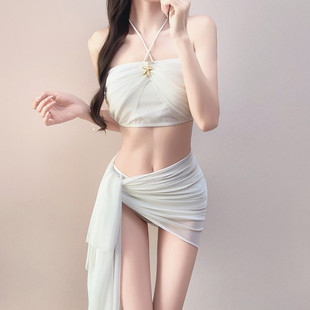 精致游泳衣女分体比基尼bikini分体三件套性感温泉纯欲风礼服泳装