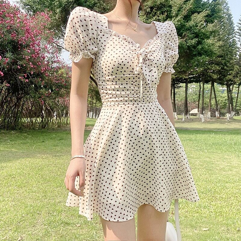 韩版泳衣女夏分体平角保守显瘦遮肚仙女范网红温泉带袖学生游泳装