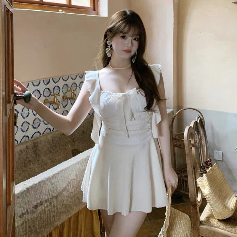 泳衣女裙式连体保守显瘦韩版ins风胖妹加大码胖MM年轻胖妞泳装新