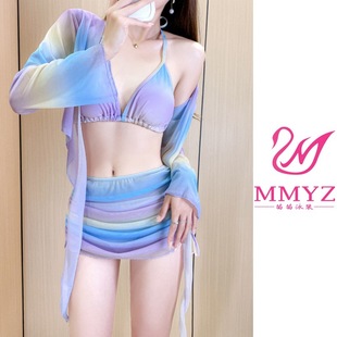 游泳衣女分体三件套性感度假温泉泳装 裙款 女 罩衫 比基尼Bikini长袖