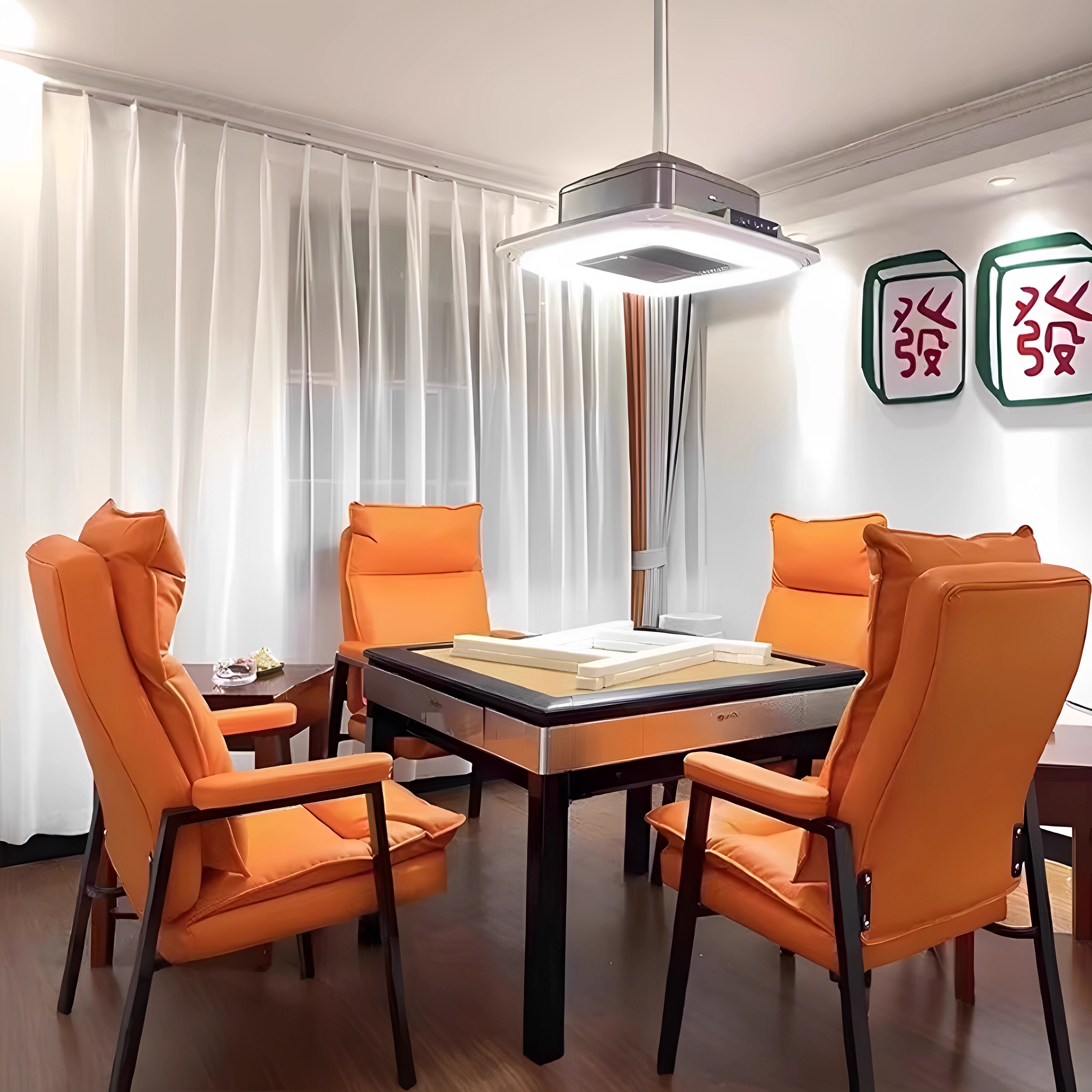 高弹双层加厚麻将靠背椅4把