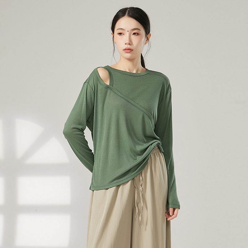 露肩宽松现代舞共妍长袖上衣