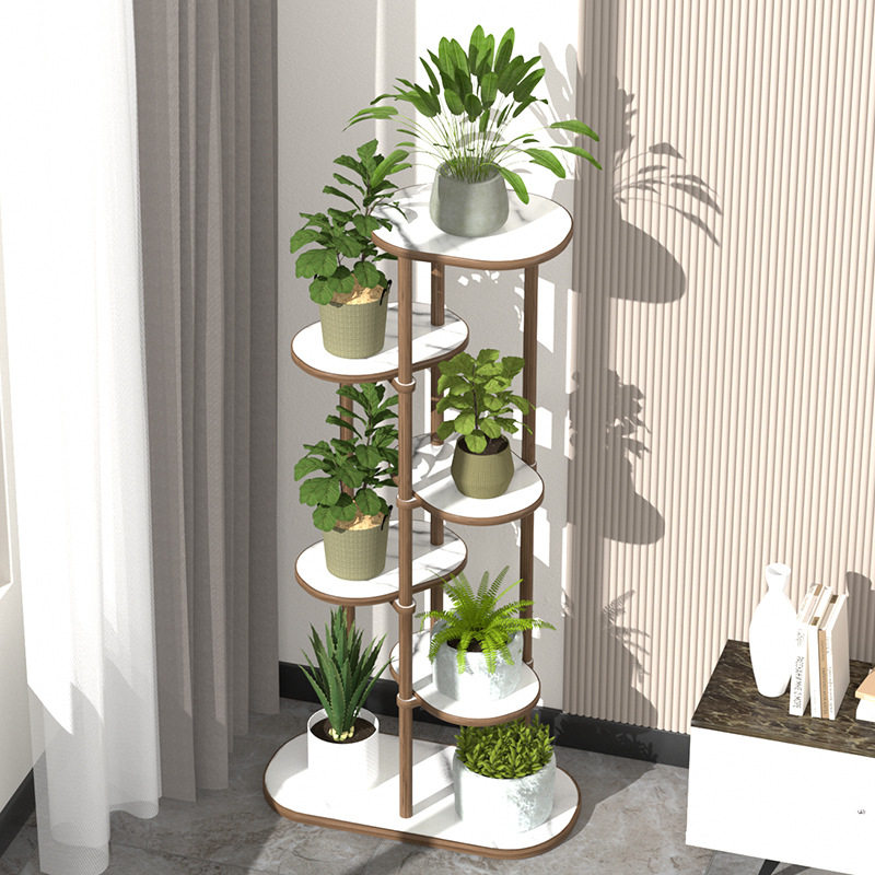 现代轻奢花架子落地式阳台客厅多层实木置物架室内简约植物摆放架