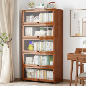 家用落地书柜收纳架带门现代简约展示架防尘靠墙书架多层置物架子