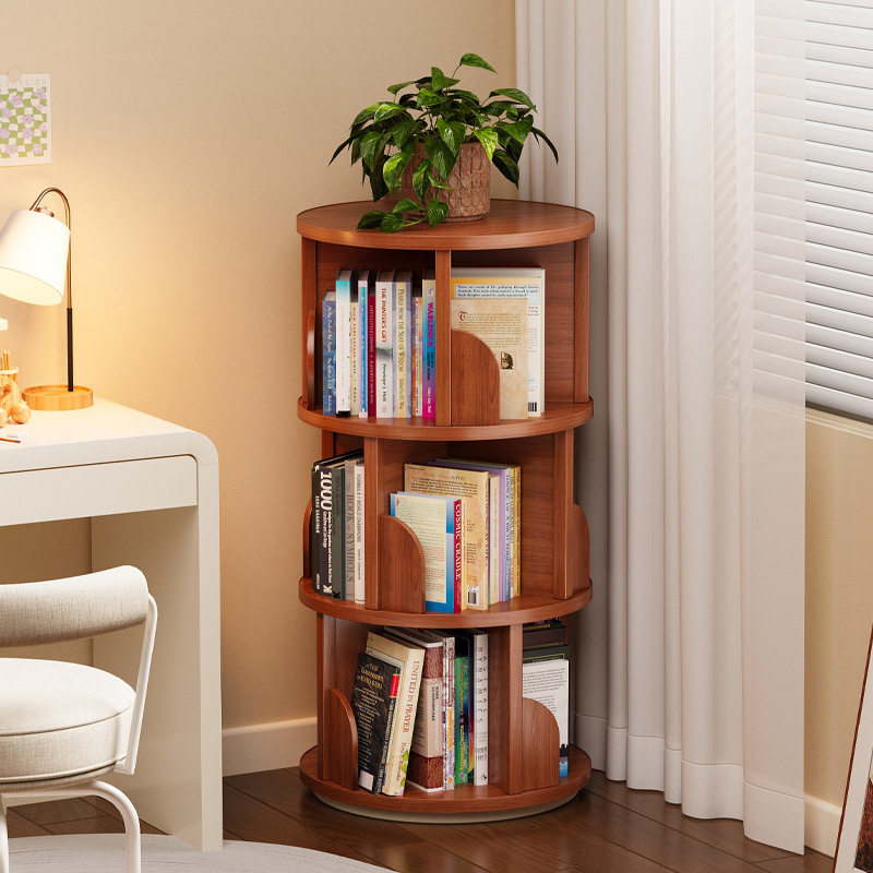 旋转书架置物柜家用客厅置物架简易储物柜学生非实木柜子儿童书柜